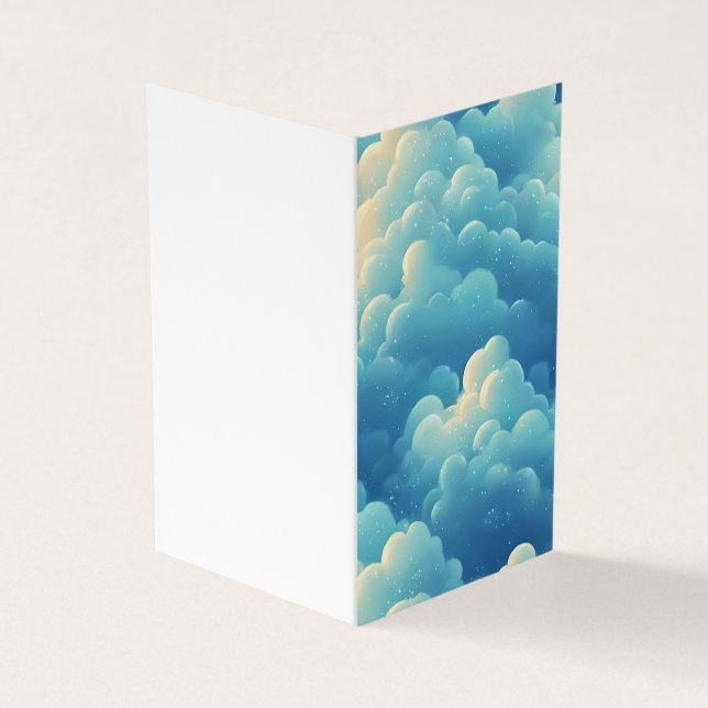 Puffy Sea Clouds Cartoon Background Business Card (Outside)
