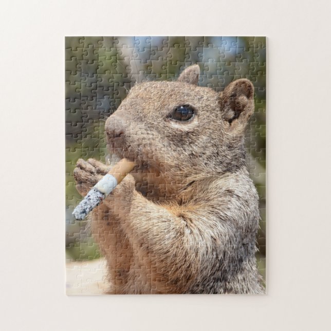 Puffy the Squirrel Cigarette Smoking Smoker Funny Jigsaw Puzzle (Vertical)