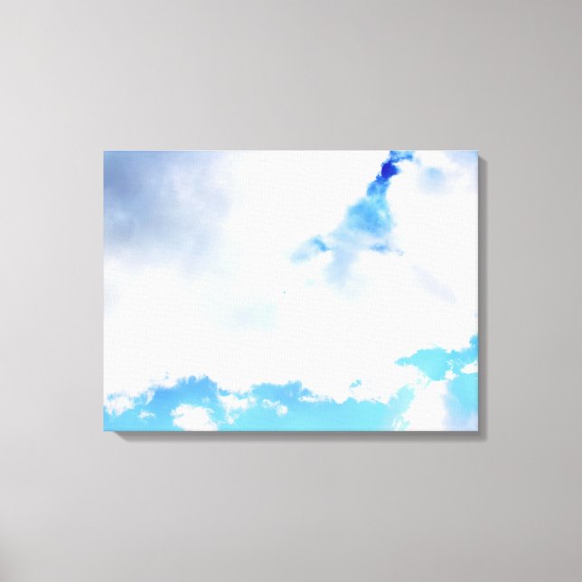Puffy White Clouds and Blue Sky Canvas Print (Front)