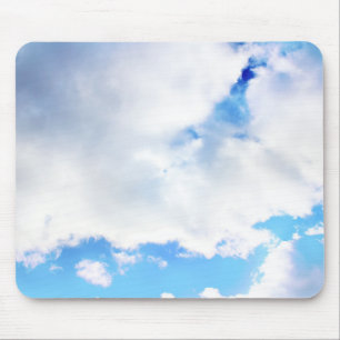 Puffy White Clouds and Blue Sky Mouse Mat