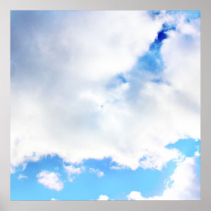 Puffy White Clouds and Blue Sky Poster