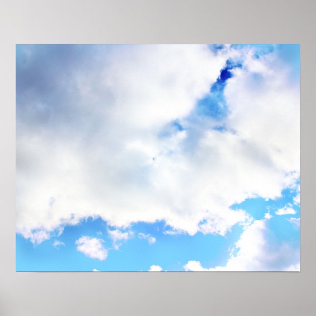 Puffy White Clouds and Blue Sky Poster (Front)