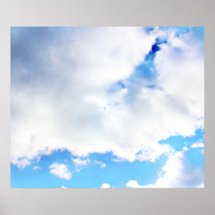 Puffy White Clouds and Blue Sky Poster