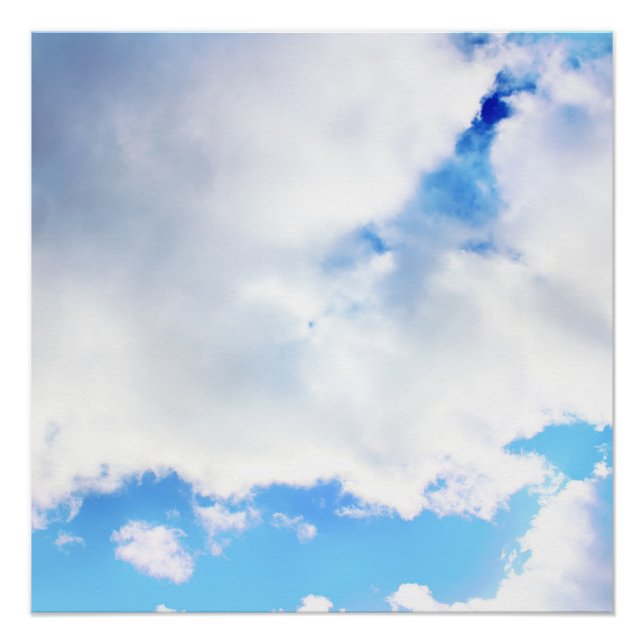 Puffy White Clouds and Blue Sky Poster (Front)