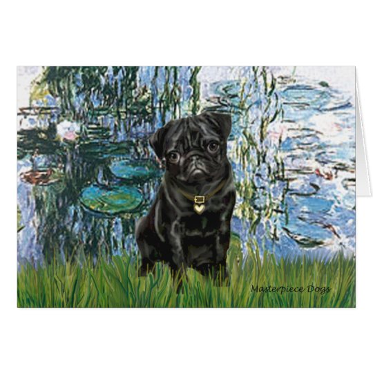 Pug 13 (black) - Lilies 1 Card