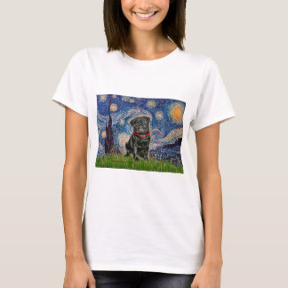 Pug 13 (black) - Starry Night T-Shirt