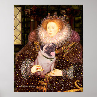 Pug 2 (fawn) - Queen Poster