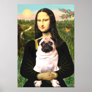 Pug 3 (fawn) - Mona Lisa Poster