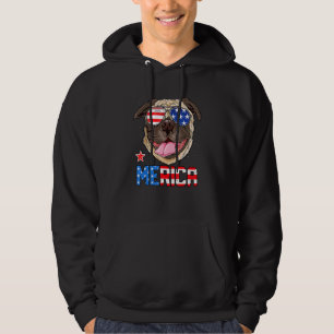 Pug 4th Of July Merica Men Women Usa American Flag Hoodie
