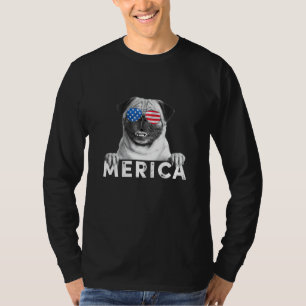 Pug 4th of July Merica USA American Flag T-Shirt