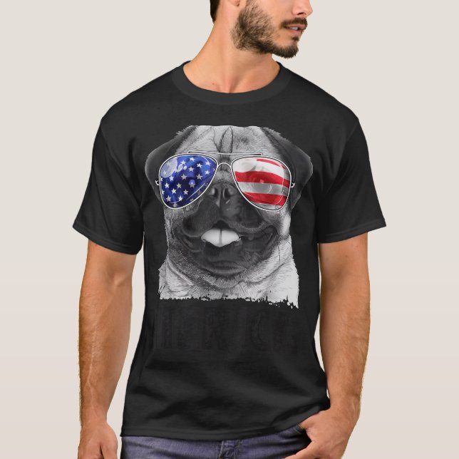 Pug 4th of July s Merica Men Women USA American T-Shirt (Front)