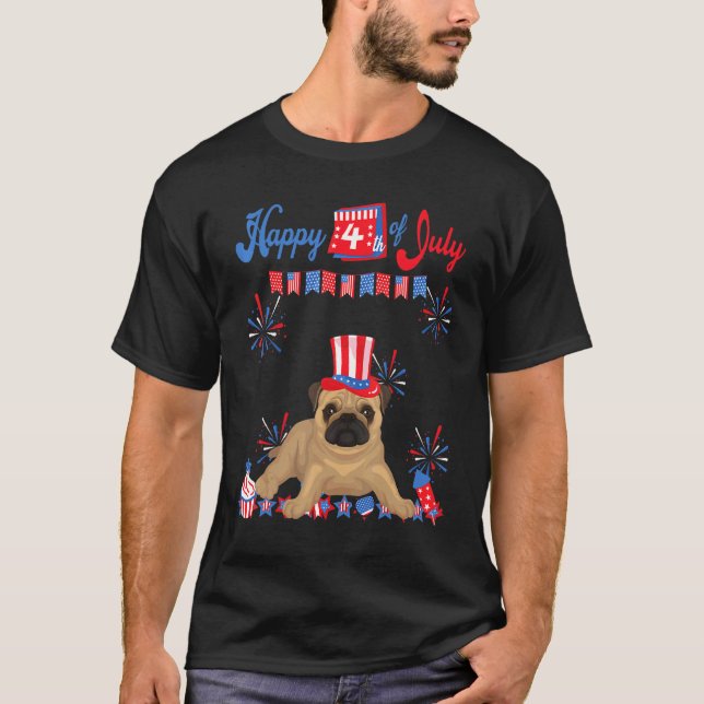 Pug 4th Of July T-Shirt (Front)
