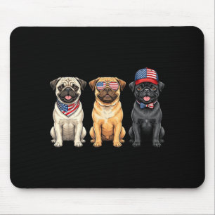 Pug 4th Of July Us Aamerican Flag Dog Patriotic Mouse Mat
