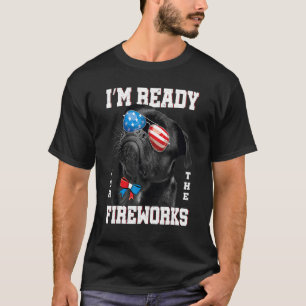 Pug 4th Of July Usa Flag Patriotic Black Pug Firew T-Shirt