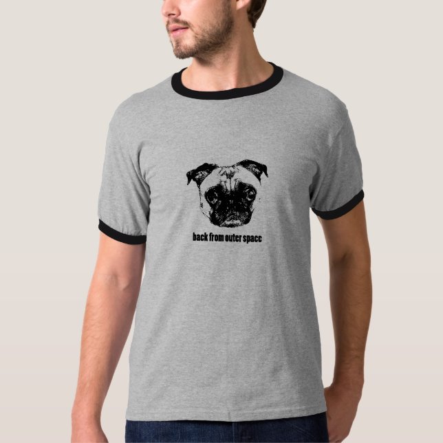 pug alien - retro -back from outer space T-Shirt (Front)