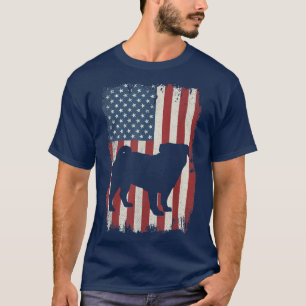 Pug American Flag USA Dog Lovers Puppy US  T-Shirt