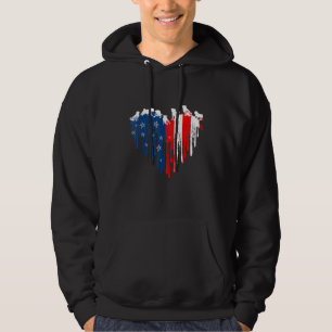 Pug American Heart Flag Dog 4th Of July Hoodie