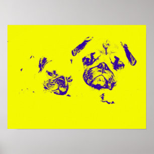 Pug and Baby Poster- Yellow Poster