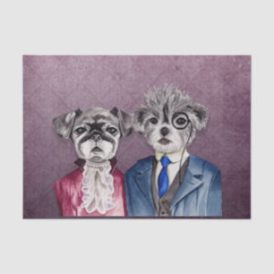 Pug and Brussel Griffon Dogs in Vintage Attire Tissue Paper