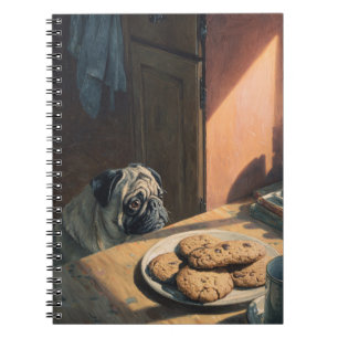 Pug and Cookies Spiral Notebook