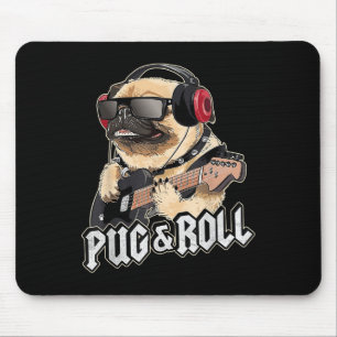 Pug And Roll Cute Rockstar Guitar Rockin Music Sin Mouse Mat