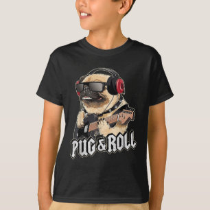 Pug And Roll Cute Rockstar Guitar Rockin Music Sin T-Shirt