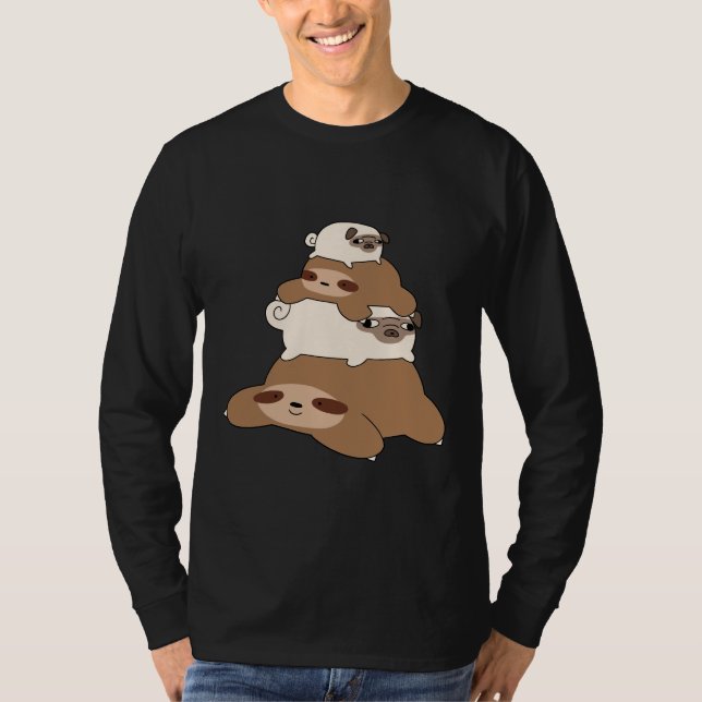 Pug And Sloth Stack T-Shirt (Front)
