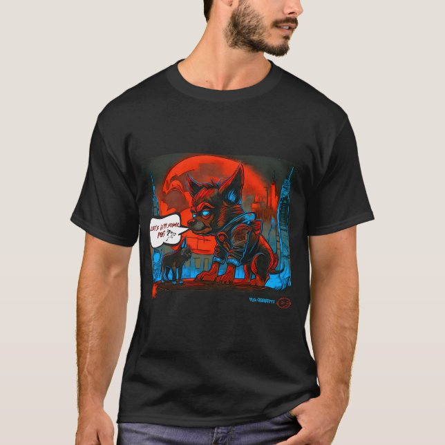 Pug and Werewolf Graffiti Art 11 T-Shirt (Front)