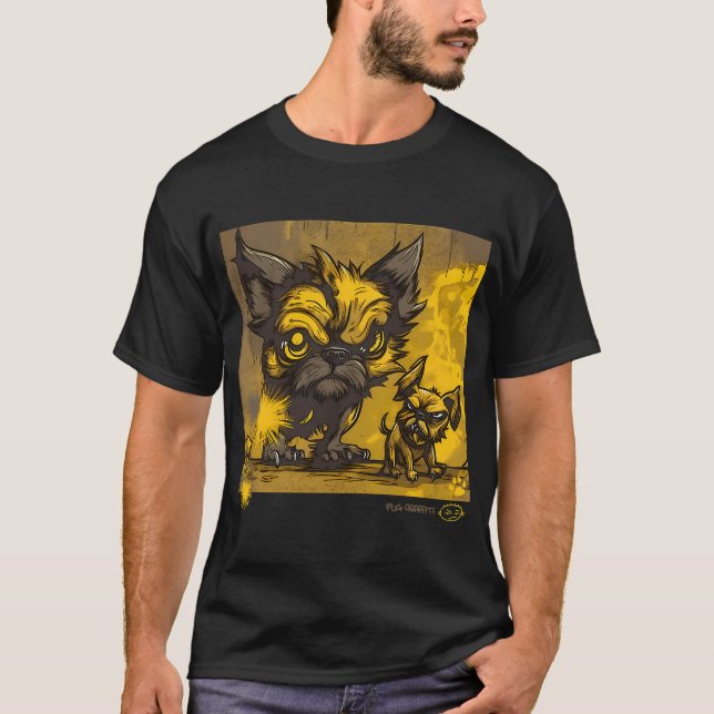 Pug and Werewolf Graffiti Art 2 T-Shirt (Front)