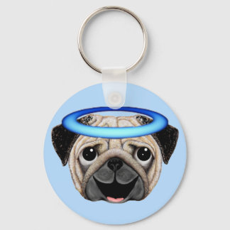 Pug Angel Emoji - Angel Pug Emoji Key Ring