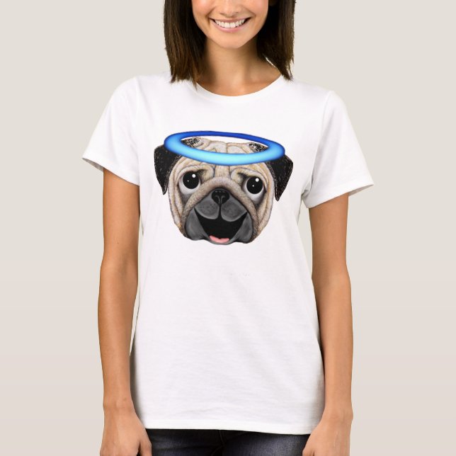 Pug Angel Emoji T-Shirt Angel Pug Emoji (Front)