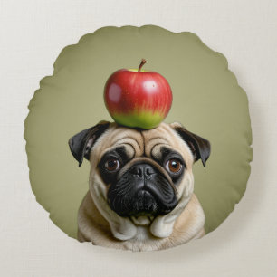 Pug Apple Round Cushion