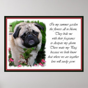 Pug Art Garden Poem Poster