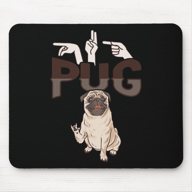 Pug Asl Hand Gesture Deaf Hearing Loss Awareness 1 Mouse Mat (Front)