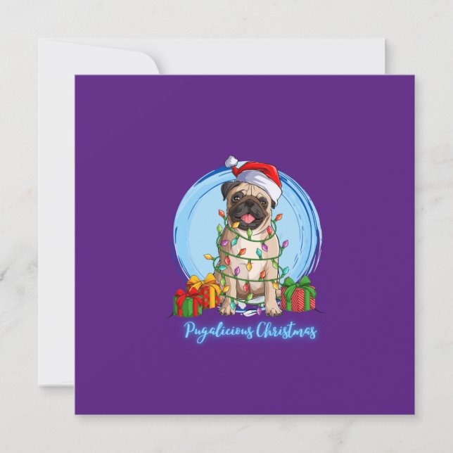 Pug at Christmas Holiday Card (Front)