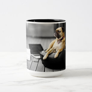 Pug at Rest Two-Tone Coffee Mug