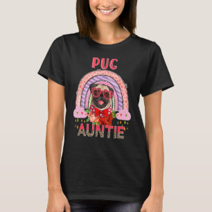 Pug Auntie Cute Rainbow Rainy Dog  Flowers Mother' T-Shirt