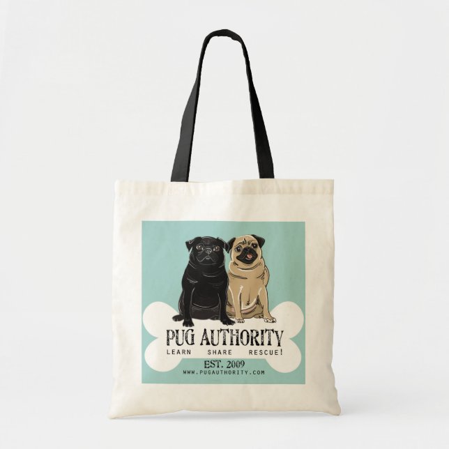 Pug Authority Budget Tote Bag (Front)