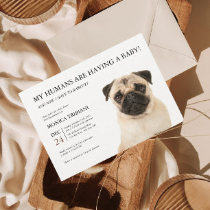 Pug Baby Shower Minimalist Invitation