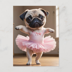 Pug Ballerina Postcard