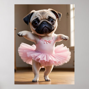 Pug Ballerina Poster