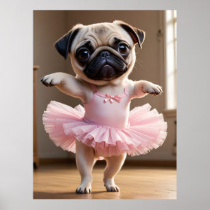 Pug Ballerina Poster