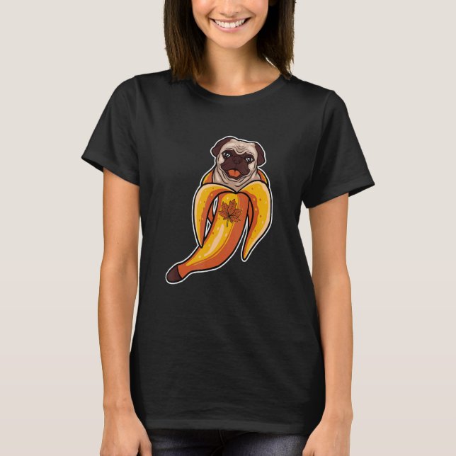 Pug Banana Thanksgiving Day Cute Dog Puppy Fall Au T-Shirt (Front)