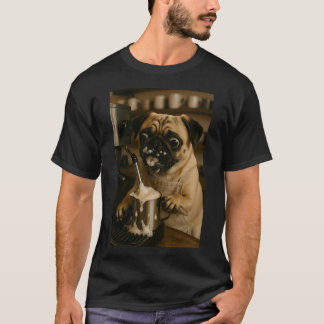 Pug Barista, Cute Dog Art, Coffee Lover , Home Dec T-Shirt