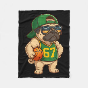 Pug Basketball Dog 67 Gen Alpha Slang Srts Men Boy Fleece Blanket