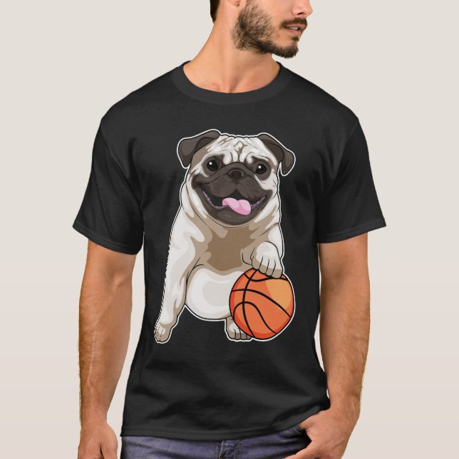 Pug Basketball player Basketball T-Shirt (Front)