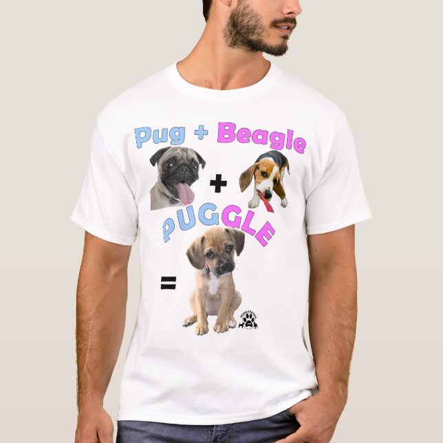 Pug + Beagle = Puggle T-Shirt (Front)