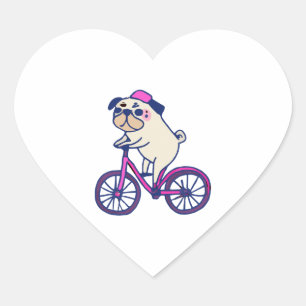 Pug Bicycle Dog Lover Puppy Heart Sticker