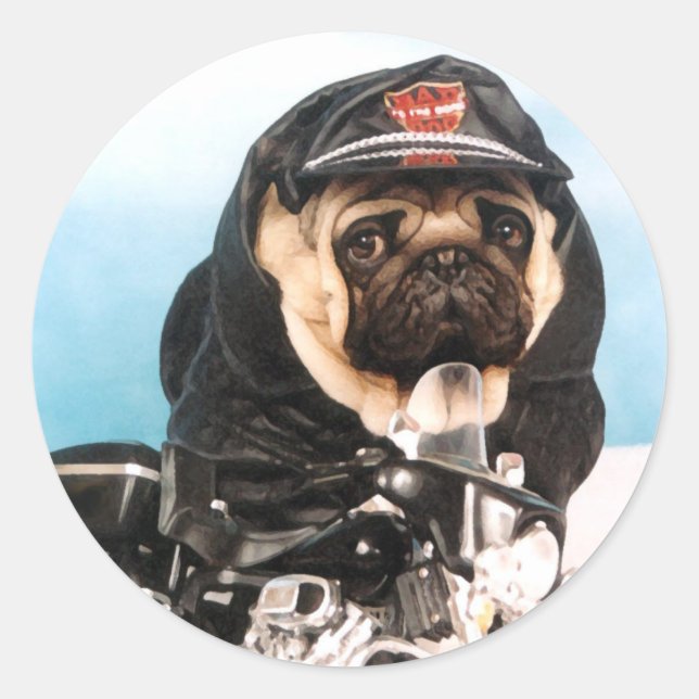 Pug Biker Stickers (Front)
