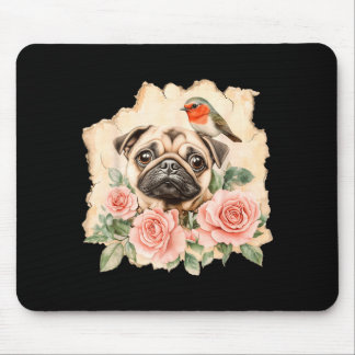 Pug bird cute dog funny pug  mouse mat